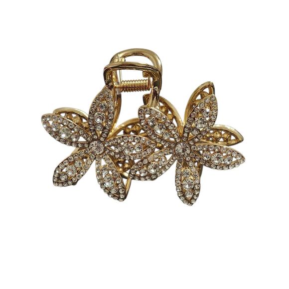 Golden Claw Clip Embellished Korean Clutcher Non-Slip Metal Claw Clip Hairbow - Picture 2 of 4